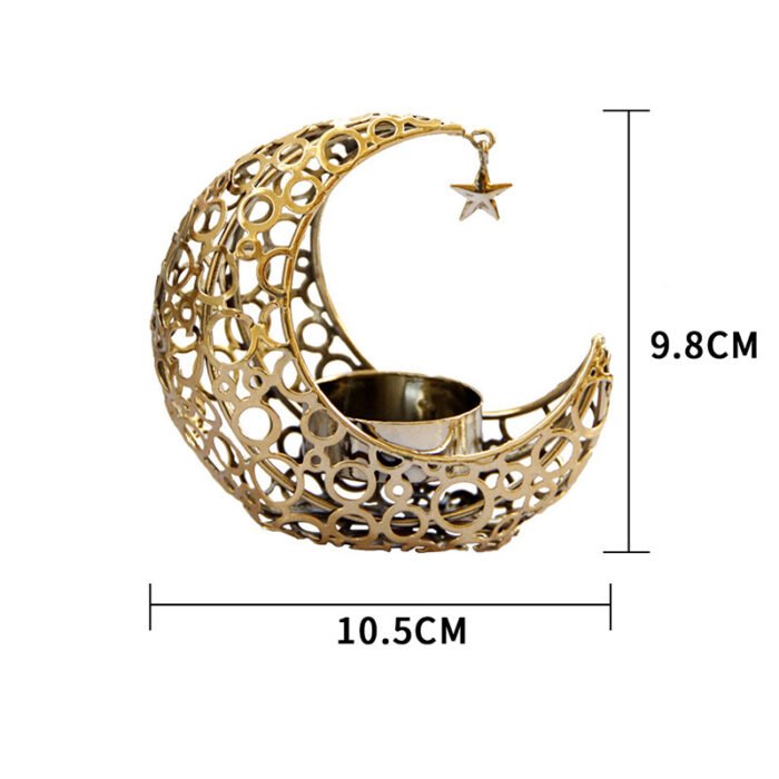 Light Luxury Crescent Moon Star Moon Black Gold Metal Candle Holder - Image 4